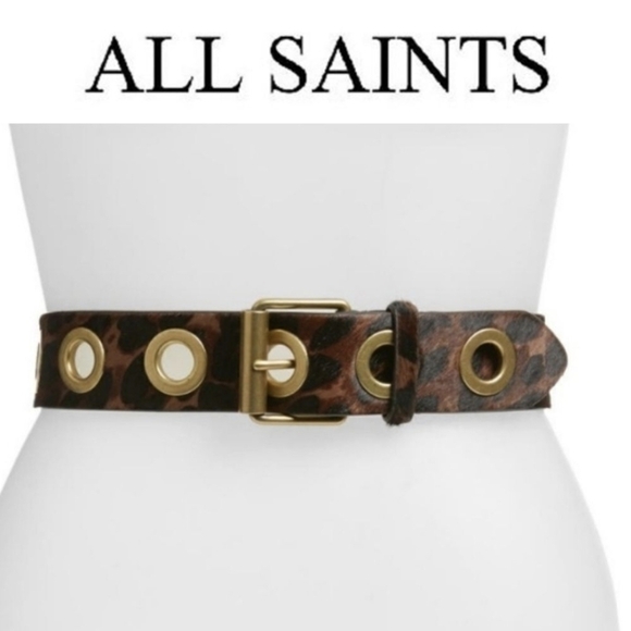 All Saints Accessories - NEW ALL SAINTS CALF HAIR WIDE LEATHER GROMMET BELT NWT Large / XL